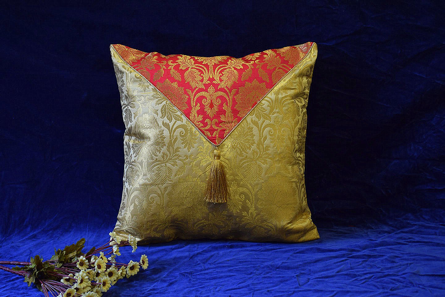 Jashan-E-Mehrang Cushion Covers Combo Multi-7 (Yellow, Red, Orange, Turquoise Green) - Image 3