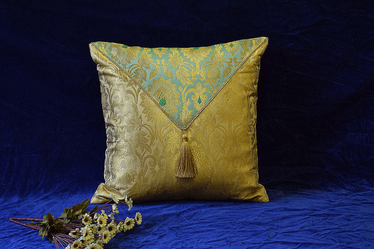 Jashan-E-Mehrang Cushion Covers Combo Multi-2 (Lavender, Sage Green, Grey & Orange) - Image 3