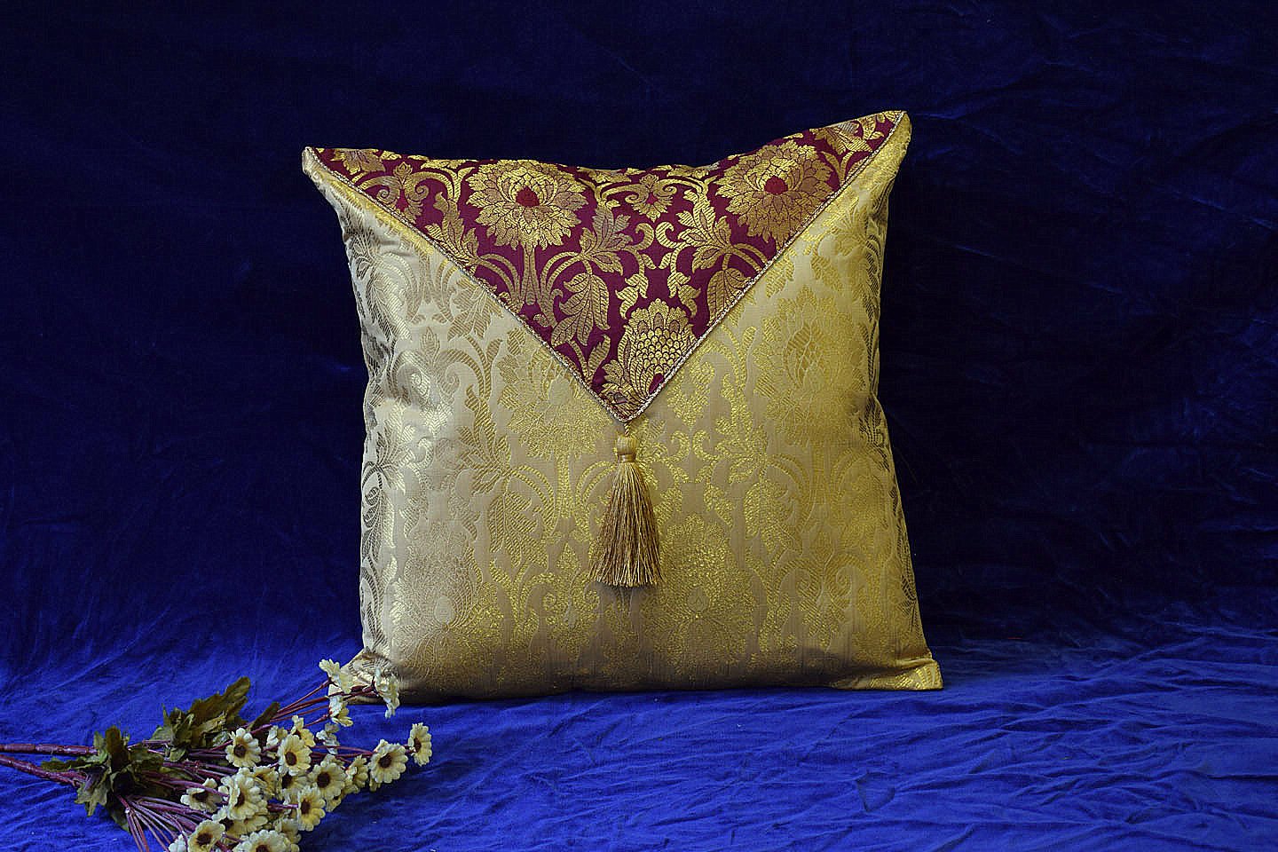 Jashan-E-Mehrang Cushion Covers Combo (Coral, Wine, Orange) - Image 4