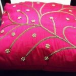 Ferns & Petals All Over Hand Embroidered Magenta Cushion Covers photo review