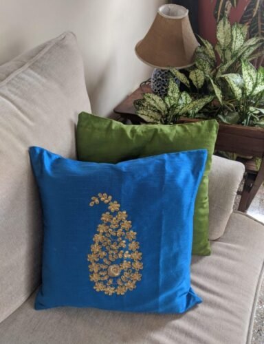 Teal Blue & Golden Paisley Gota Patti Hand Embroidery photo review