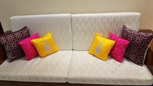 Ferns & Petals All Over Hand Embroidered Magenta Cushion Covers photo review