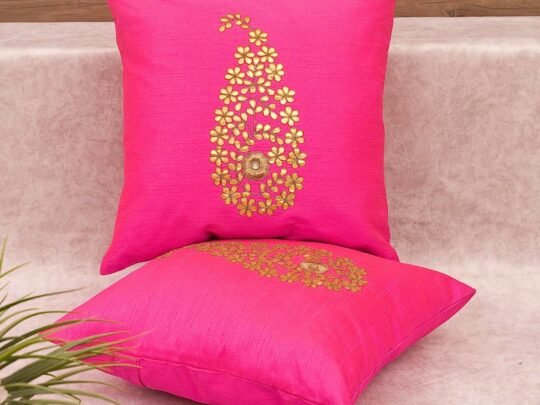 Magenta & Golden Paisley Gota Patti Hand Embroidery