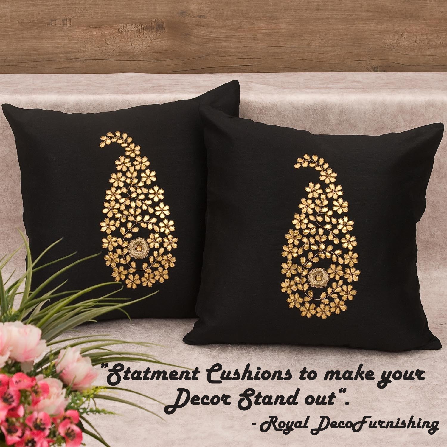 Black & Golden Paisley Gota Patti Hand Embroidery - Image 6