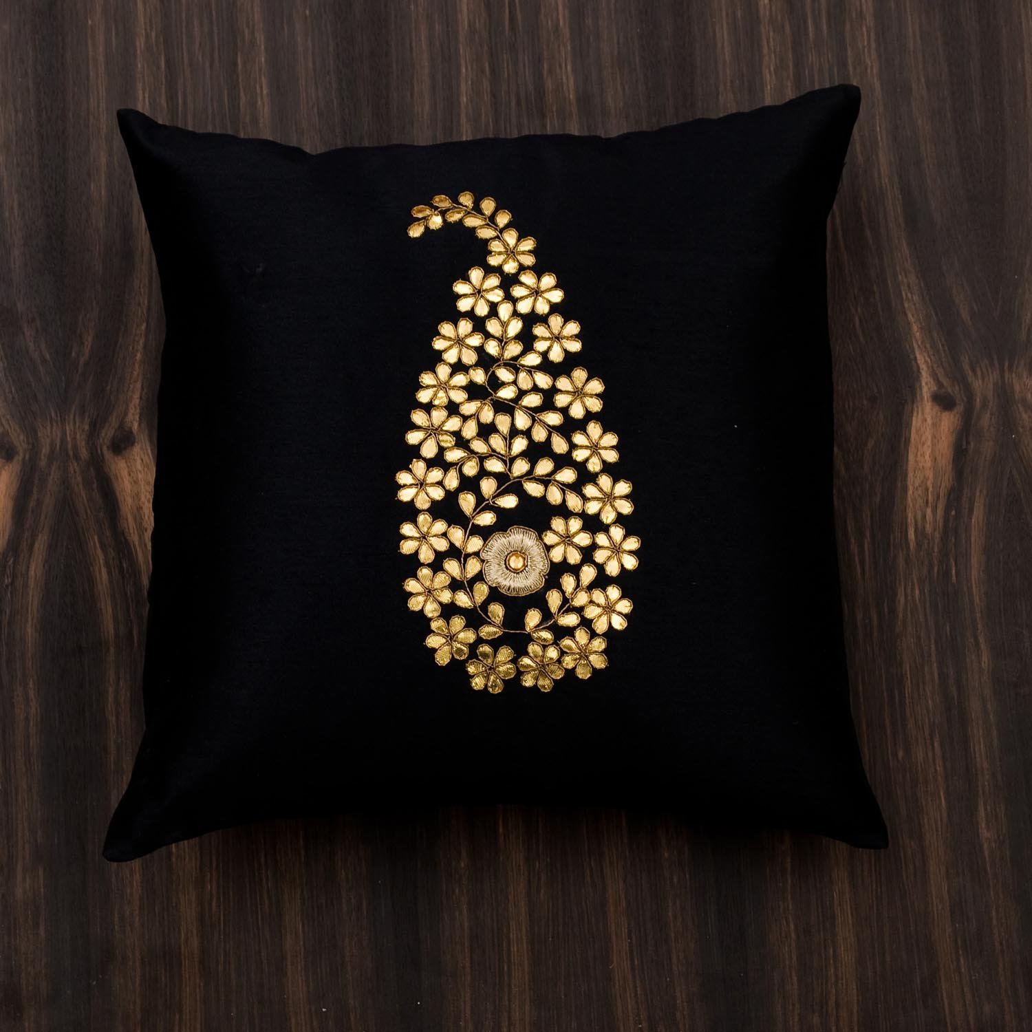 Black & Golden Paisley Gota Patti Hand Embroidery - Image 4