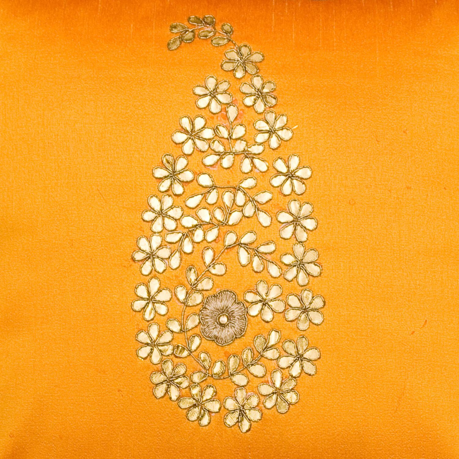 Rustic Yellow & Golden Paisley Gota Patti Hand Embroidery - Image 4