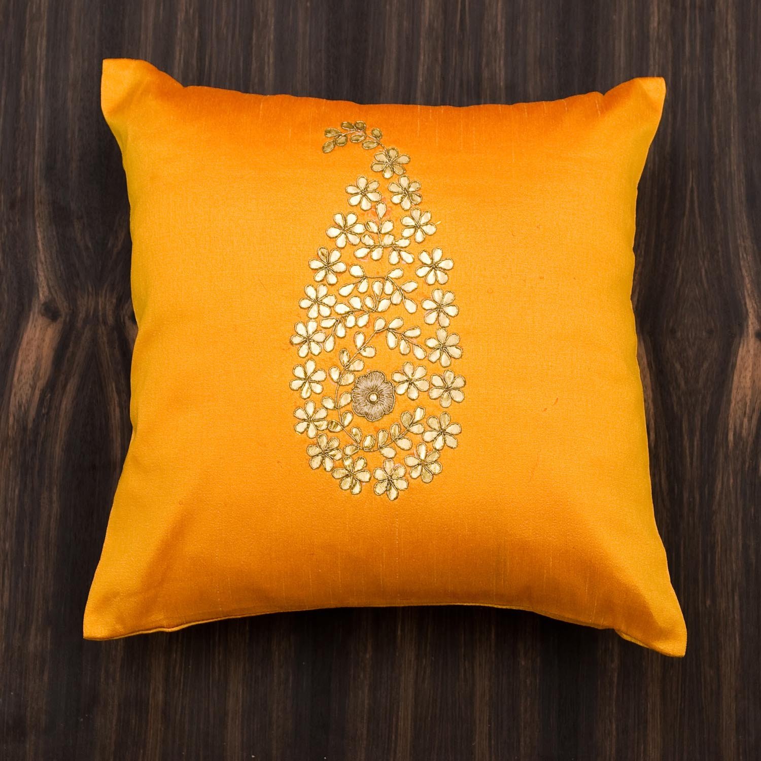 Rustic Yellow & Golden Paisley Gota Patti Hand Embroidery - Image 5