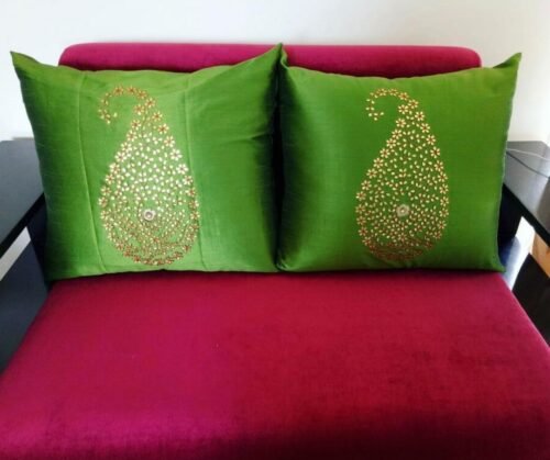 Olive Green & Golden Paisley Gota Patti Hand Embroidery photo review