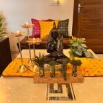 Mesmerizing Yellow Bandhani Brocade Beauty Table Runner with Placemats photo review