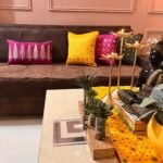 Mesmerizing Yellow Bandhani Brocade Beauty Table Runner with Placemats photo review