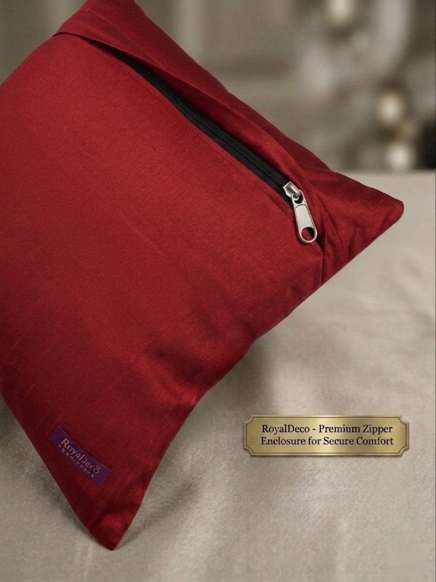 Swarn Paan Patti Beads, Kundan & Zari Hand Embroidery Maroon Cushion Covers - Image 6