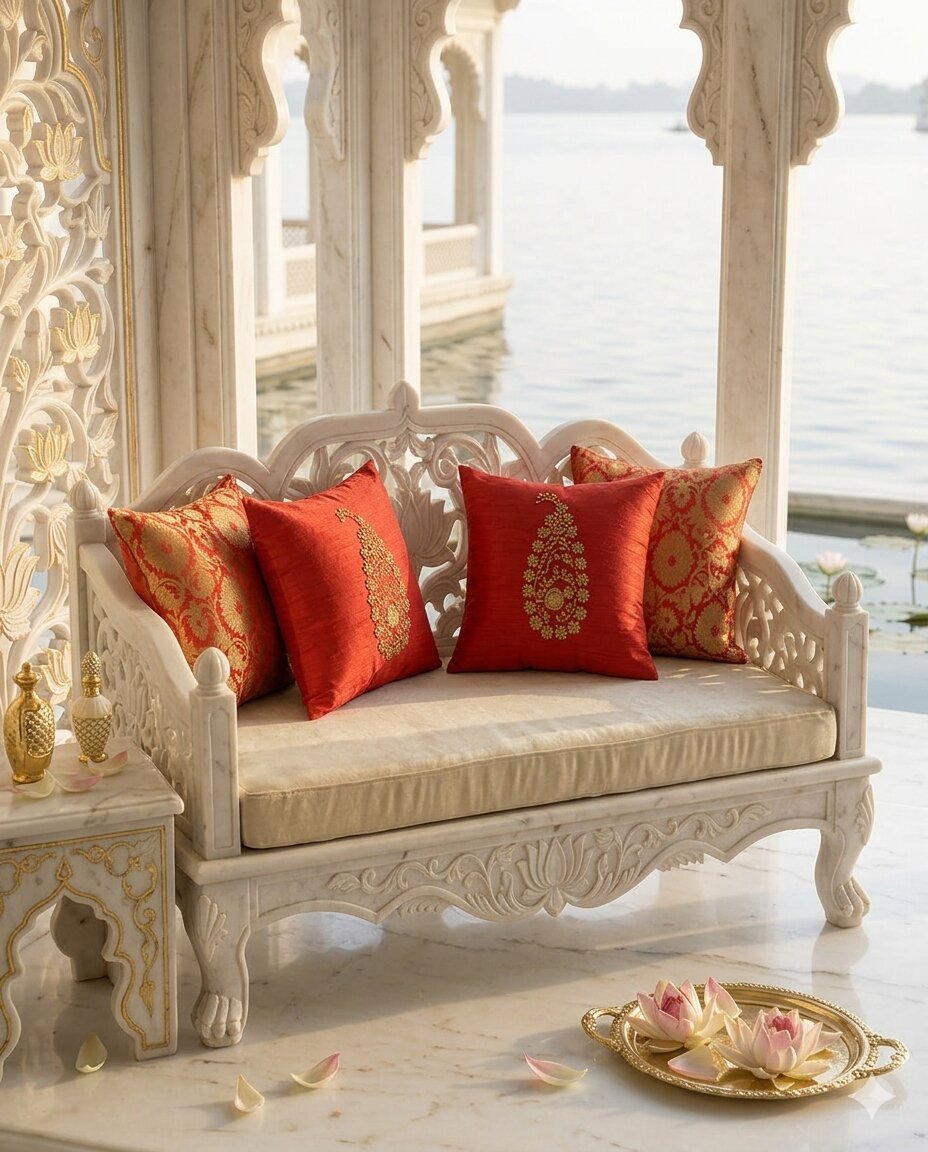 Noor-E-Ambi Red Set of 4 Cushions - Image 4